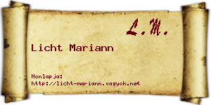 Licht Mariann névjegykártya